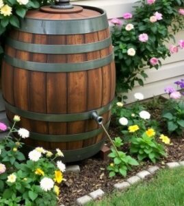Garten einrichten mit einer Regentonne
