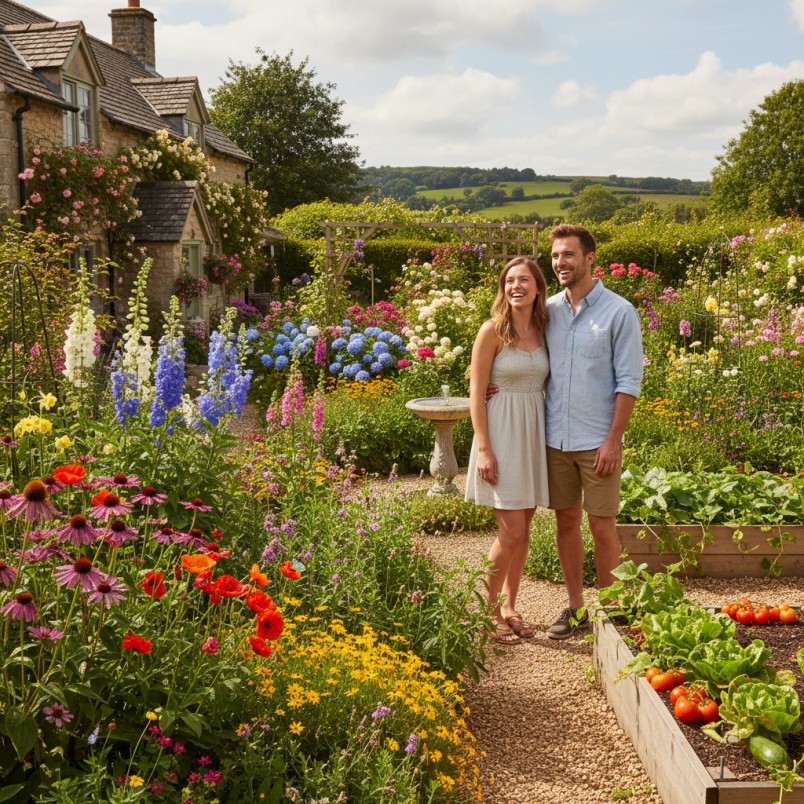 Schöne Pflanzenkombination im Garten